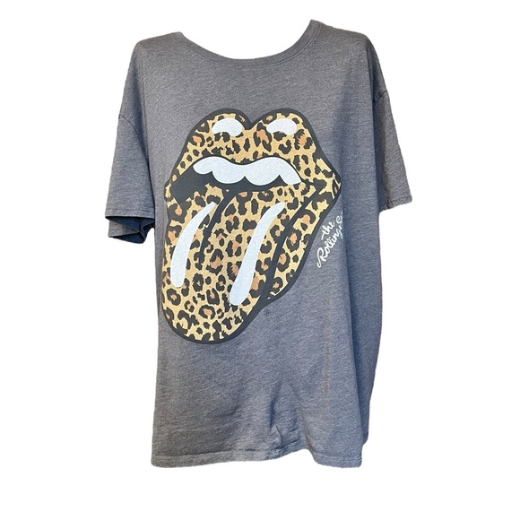 The Rolling Stones XXL Gray Graphic Tongue Tshirt Leopard Streetwear - Picture 2 of 7